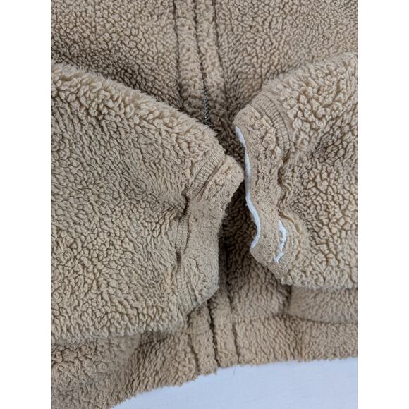 Hollister Jacket Women's Sm Tan White Reversible Sherpa Teddy Oversize Crop Cozy - Picture 7 of 12